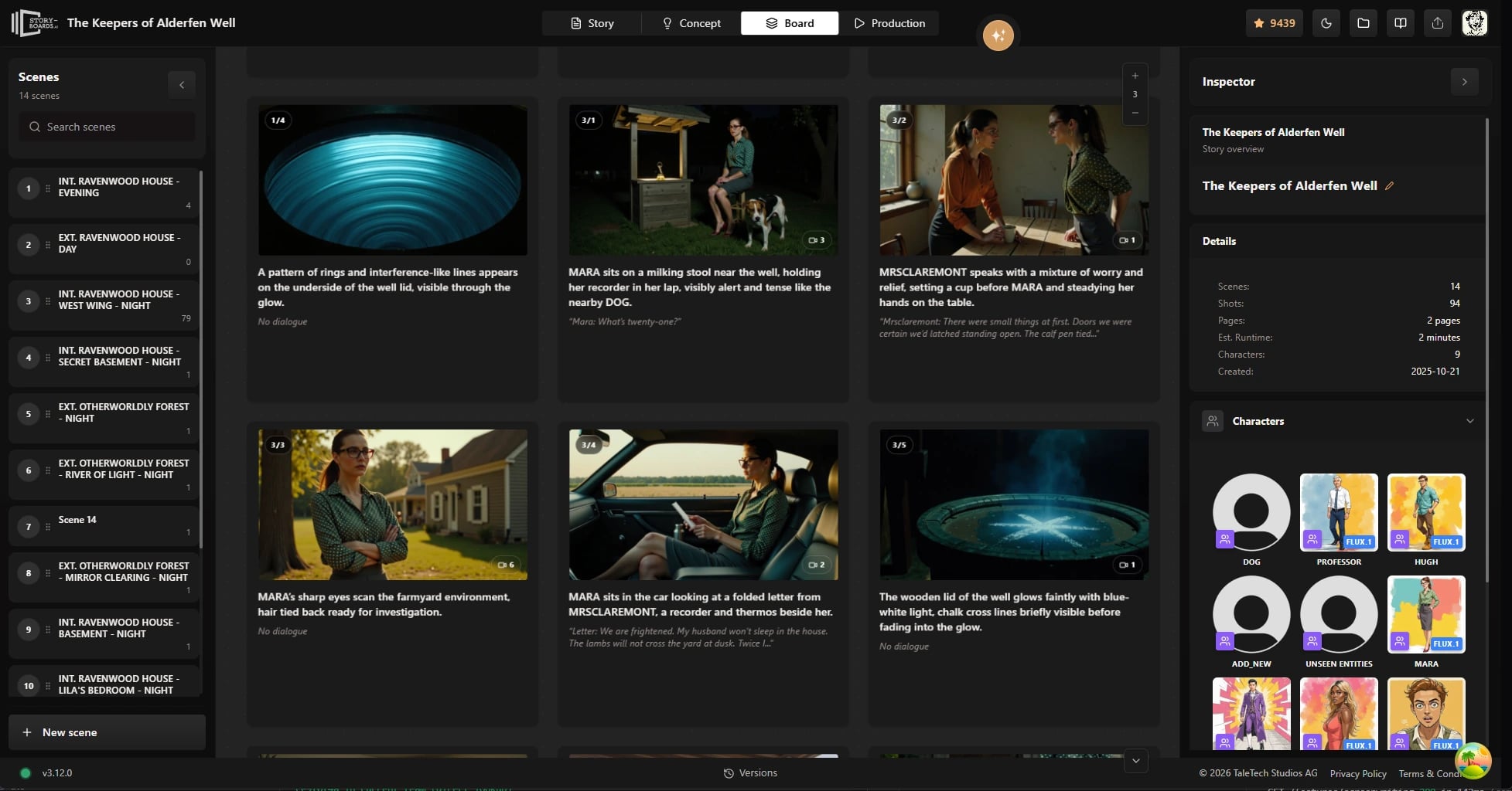 Storyboard sequencing used to guide AI animation shot generation